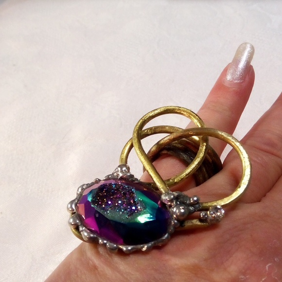 Imaginations in Glass one of a kind artisan druzy ring or pendant - Picture 6 of 6